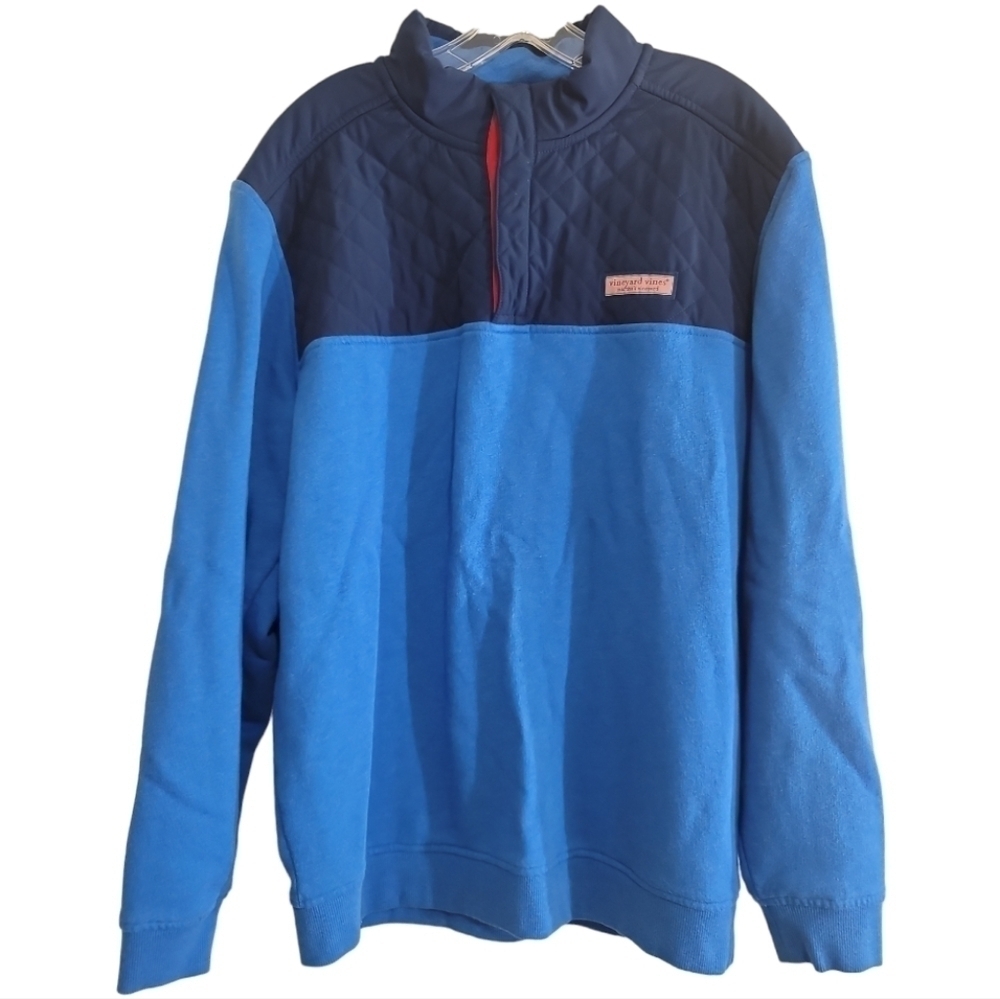 Vineyard Vines Quilted Snap Placket Shep Shirt Medium Navy/Blue Colorblock